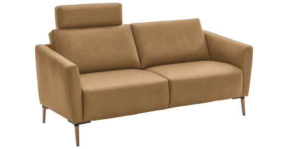 2-SITZER-SOFA  in Echtleder Honig   - Eichefarben/Beige, Natur, Leder/Holz (207/86/87cm) - Valnatura