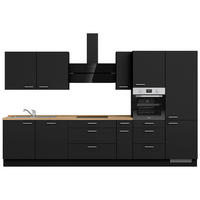 KÜCHENLEERBLOCK 360 cm   in Schwarz, Eichefarben  - Edelstahlfarben/Eichefarben, MODERN, Holzwerkstoff/Metall (360cm) - Nobilia