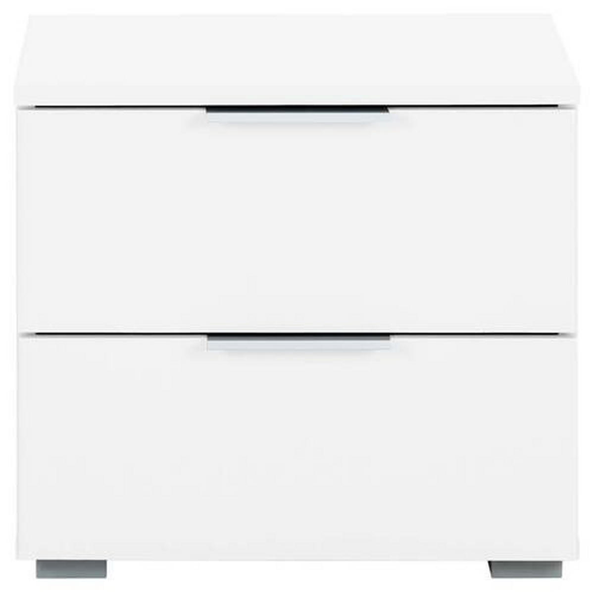 NOČNA OMARICA, bela  - bela/barve aluminija, Moderno, leseni material (47/43/42cm) - Rauch Möbel