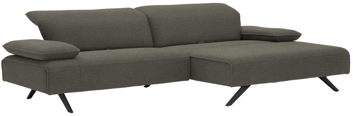 ECKSOFA in Flachgewebe Graubraun  - Anthrazit/Graubraun, Design, Textil/Metall (280/165cm) - Johann Jakob