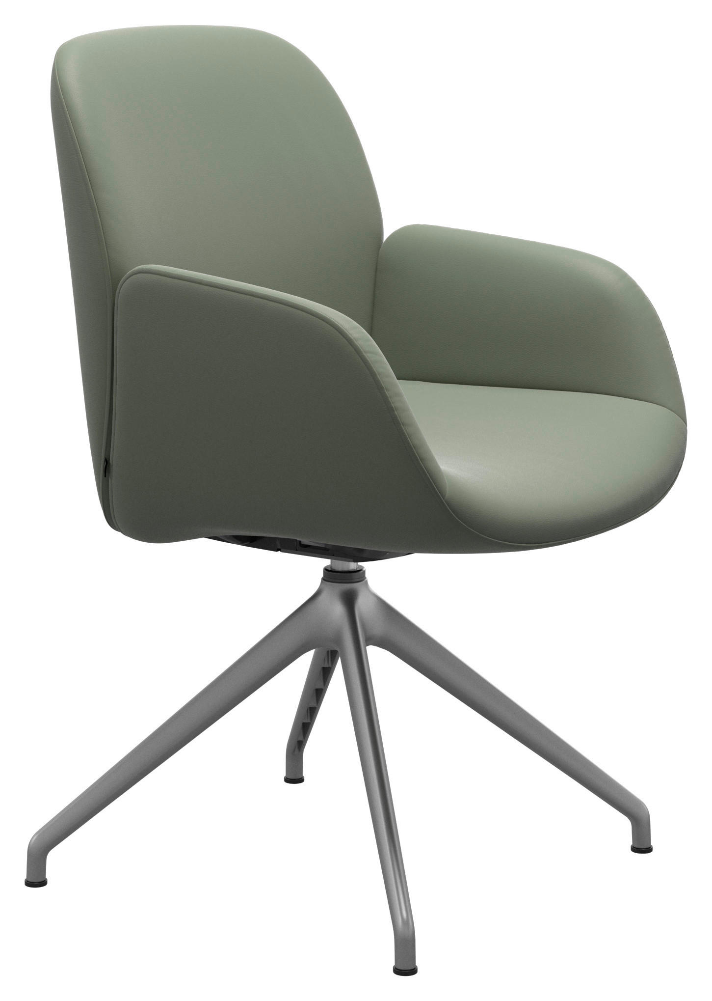 ARMLEHNSTUHL in Aluminium Echtleder pigmentiert - Grün, MODERN, Leder/Metall (54/91/59cm) - Stressless