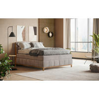 BOXSPRING-ÁGY 160/200 cm  homokszínű  - tölgyfa színű/homokszínű, Modern, faalapú anyag/textil (160/200cm) - MID.YOU