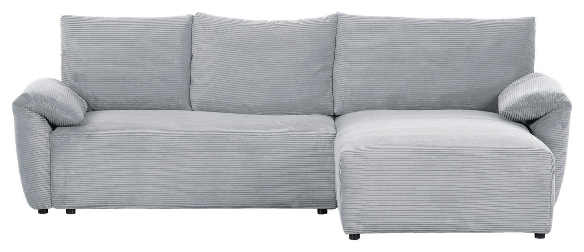 ECKSOFA Hellgrau Cord  - Hellgrau/Schwarz, KONVENTIONELL, Kunststoff/Textil (266/180cm) - Carryhome