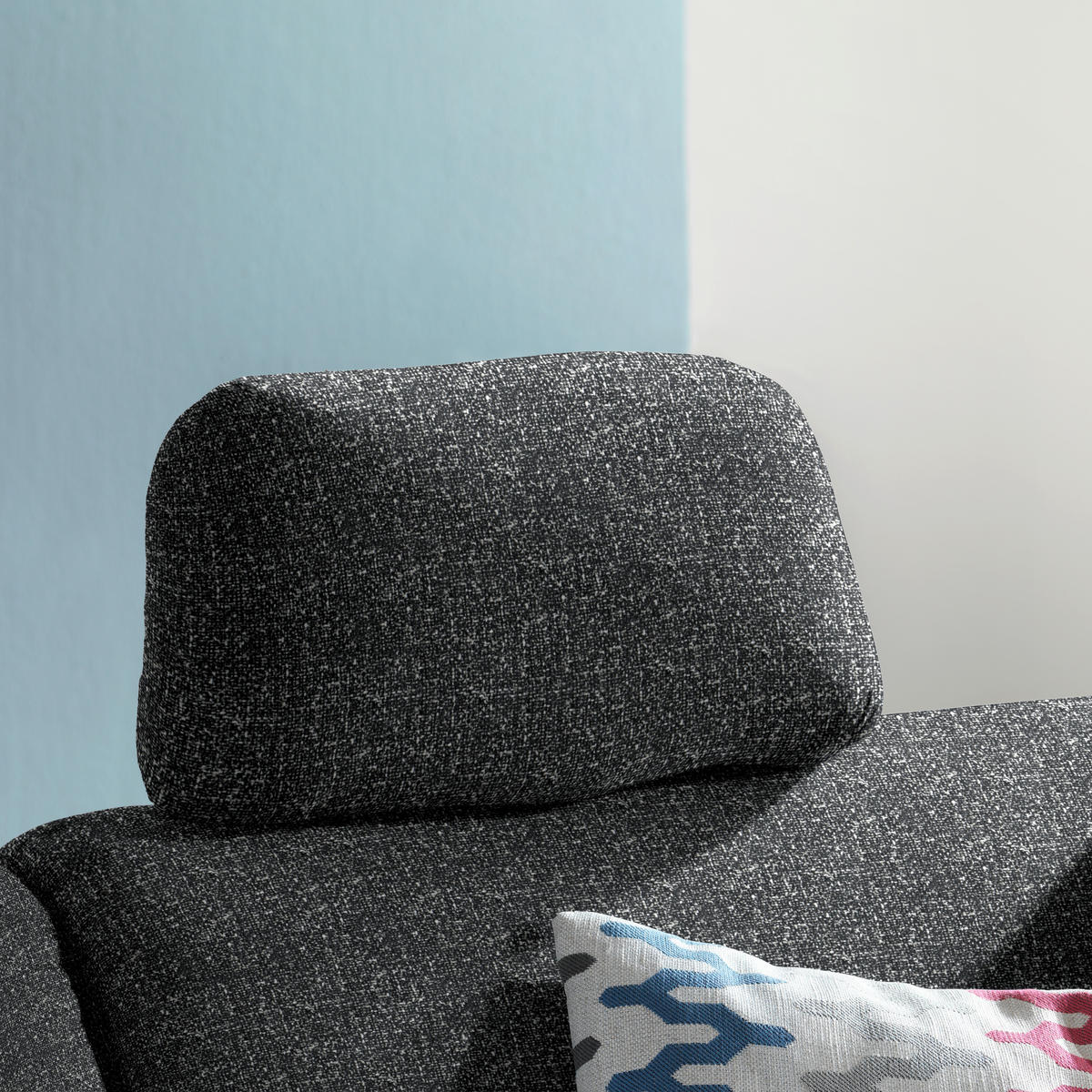 ECKSOFA  in Mikrovelours Anthrazit  208/227 cm  - Eichefarben/Anthrazit, KONVENTIONELL, Holz/Textil (208/227cm) - Sedda