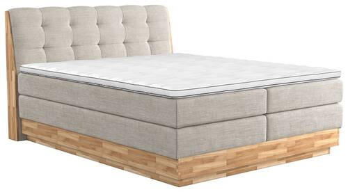 BOXSPRINGBETT 160/200 cm  in Creme  - Creme/Schwarz, Natur, Holz/Textil (160/200cm)