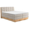 BOXSPRINGBETT 160/200 cm  in Creme  - Creme/Schwarz, Natur, Holz/Textil (160/200cm)