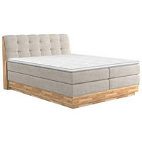 BOXSPRINGBETT 180/200 cm  in Creme  - Creme/Schwarz, Natur, Holz/Textil (180/200cm)