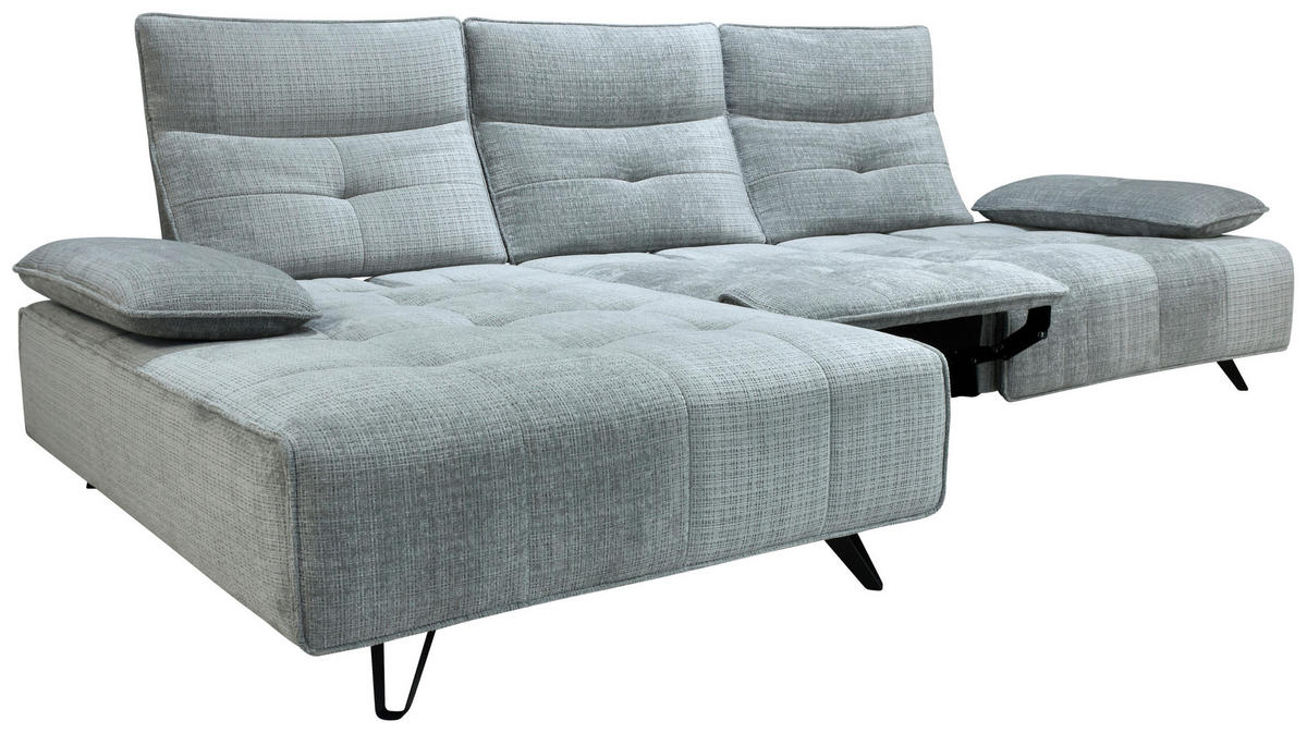 ECKSOFA Hellgrau Chenille  - Hellgrau/Schwarz, Design, Kunststoff/Textil (162/314cm) - Livetastic