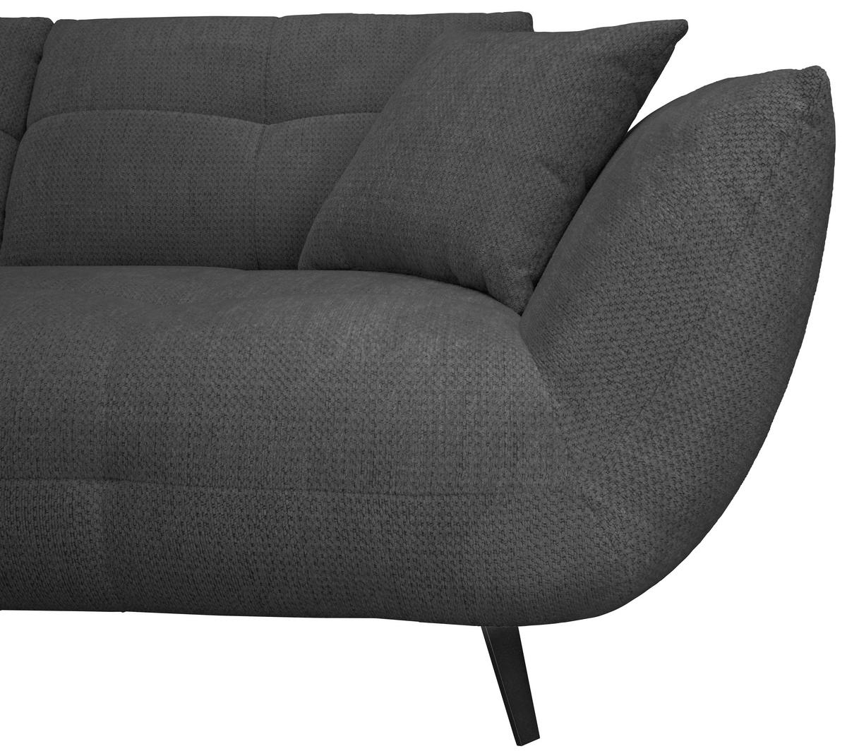 ECKSOFA Anthrazit Chenille Armlehnenkissen, Rücken echt, Sitztiefenverstellung  - Anthrazit/Schwarz, KONVENTIONELL, Textil/Metall (215/313cm) - Hom`in