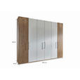 DREHTÜRENSCHRANK  in Weiß, Eiche Bianco  - Schieferfarben/Eiche Bianco, Design, Glas/Holzwerkstoff (300/236/58cm) - Novel