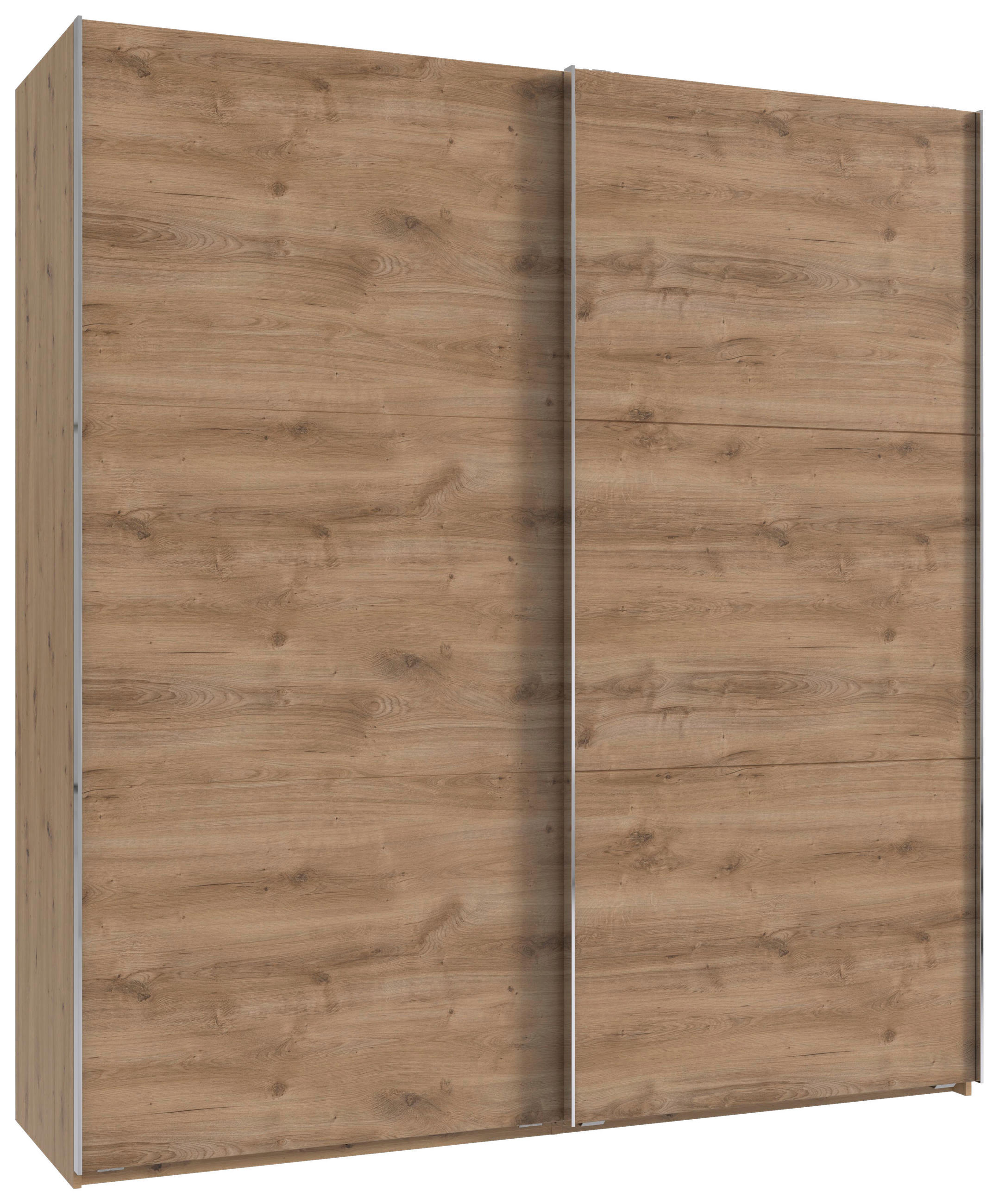 SCHWEBETÜRENSCHRANK 150/216/65 cm 2-türig Plankeneiche  - Chromfarben/Plankeneiche, MODERN, Holzwerkstoff/Metall (150/216/65cm) - MID.YOU