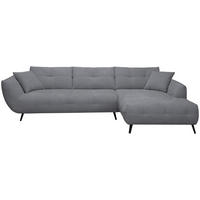 ECKSOFA Dunkelgrau Chenille Armlehnenkissen, Rücken echt, Sitztiefenverstellung  - Dunkelgrau/Schwarz, KONVENTIONELL, Textil/Metall (320/215cm) - Hom`in