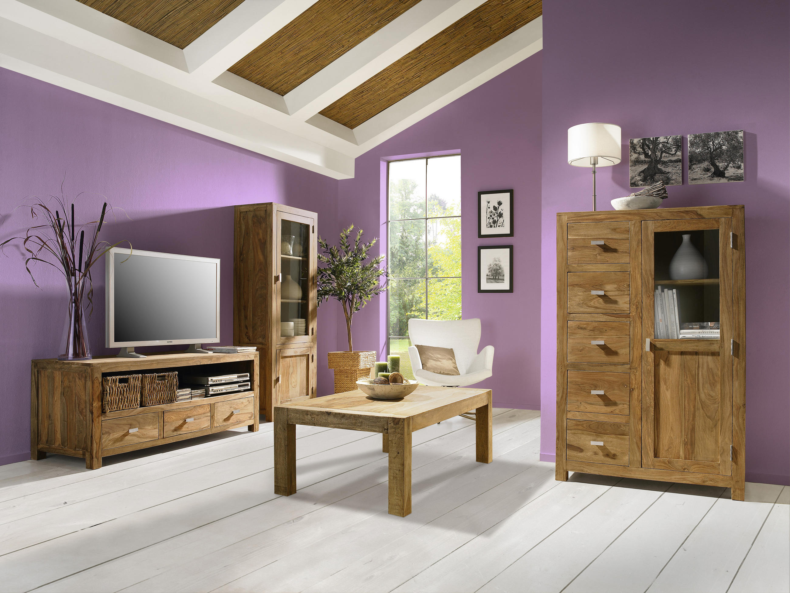SIDEBOARD Sheesham massiv Naturfarben - Messingfarben/Naturfarben, LIFESTYLE, Holz/Metall (175/85/45cm) - Landscape
