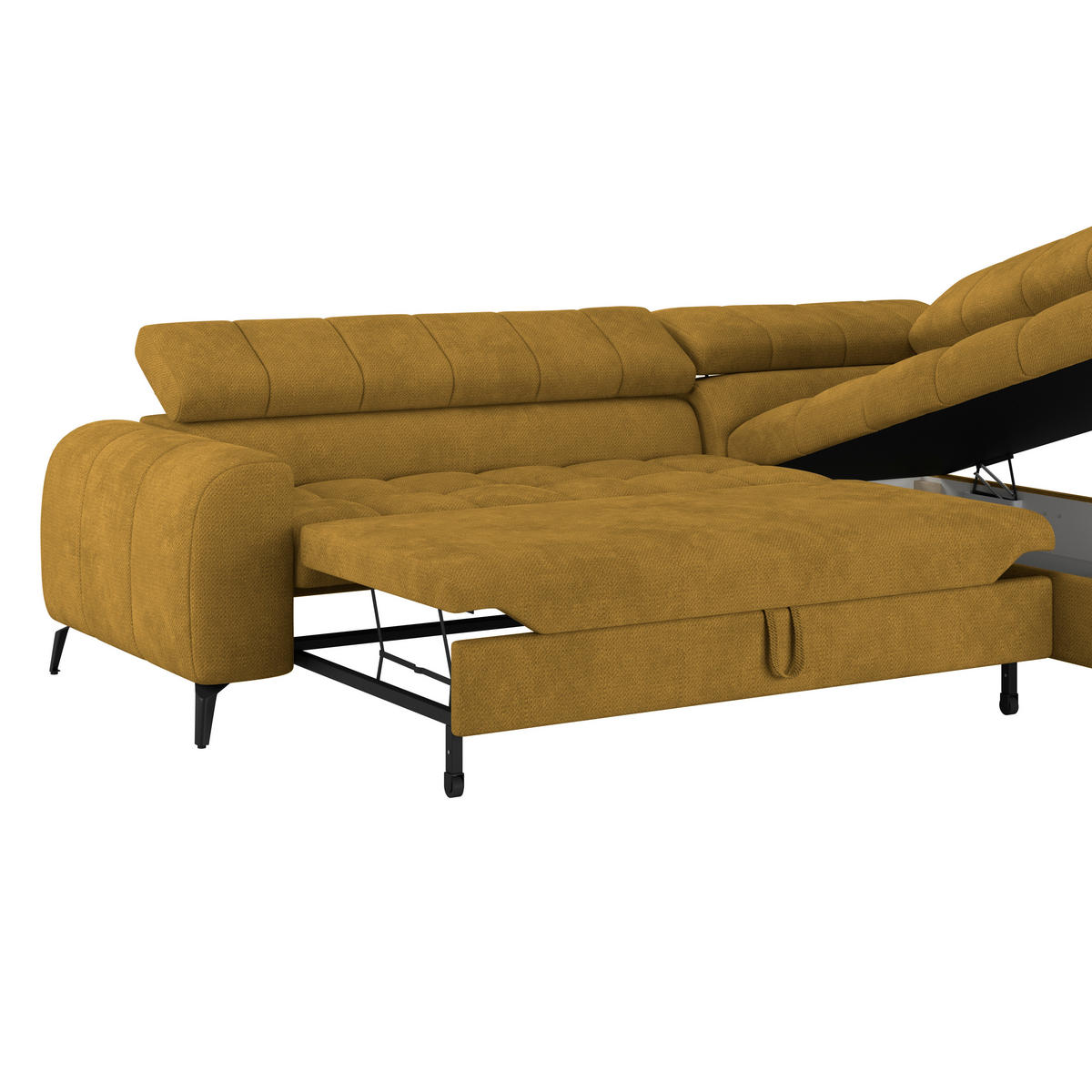 ECKSOFA in Terracotta  - Terracotta/Schwarz, Trend, Kunststoff/Textil (261/203cm) - Livetastic