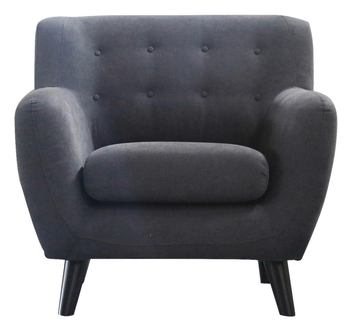 BOXSPRINGSESSEL in Mikrofaser Dunkelgrau  - Dunkelgrau/Schwarz, Modern, Holz/Textil (87/82/85cm) - Luca Bessoni