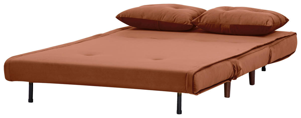SCHLAFSOFA in Textil Orange  - Birkefarben/Orange, Design, Holz/Textil (122/81/88cm) - Livetastic