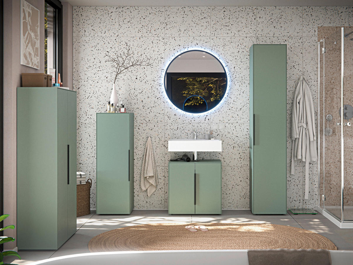 HOCHSCHRANK 38/192/30 cm  - Schwarz/Grün, Design, Holzwerkstoff/Kunststoff (38/192/30cm) - home24