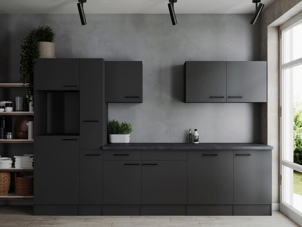MODULKÖK UTAN VITVAROR 310 cm   i mörkgrå  - mörkgrå/svart, Design, metall/trämaterial (310cm) - Respekta
