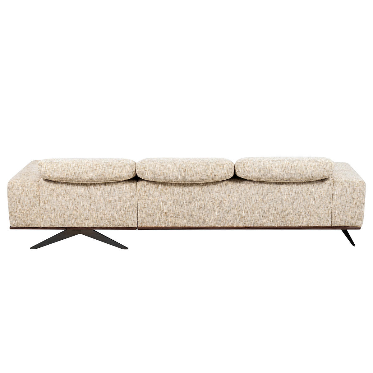 ECKSOFA PORTLAND in Struktur Beige Kopfteilverstellung  295/187 cm  - Beige/Schwarz, Design, Holz/Textil (295/187cm) - Livetastic