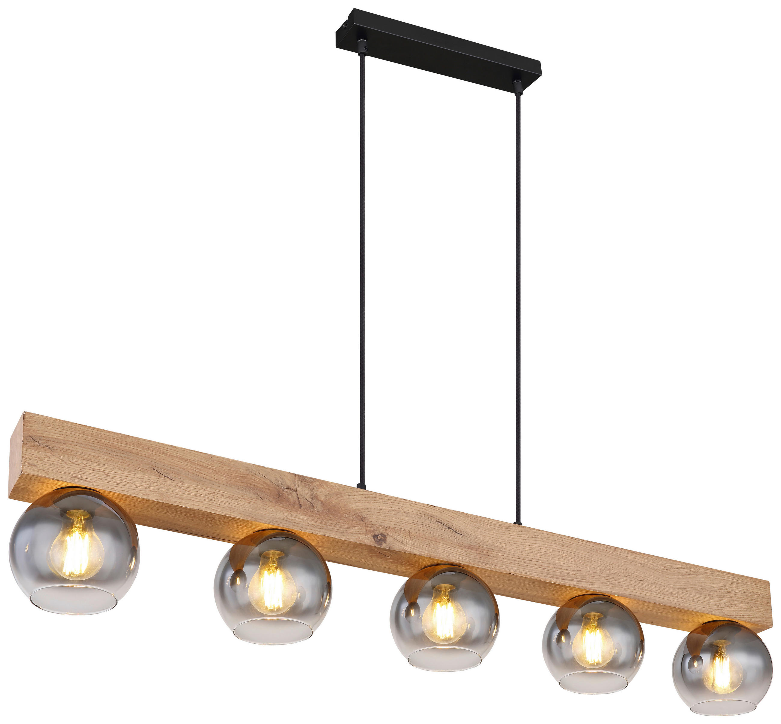 HÄNGELEUCHTE Moitas 115/15/120 cm   - Schwarz/Naturfarben, Natur, Glas/Holzwerkstoff (115/15/120cm) - Globo