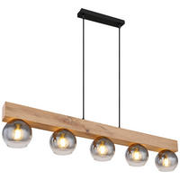 HÄNGELEUCHTE Moitas 115/15/120 cm   - Schwarz/Naturfarben, Natur, Glas/Holzwerkstoff (115/15/120cm) - Globo