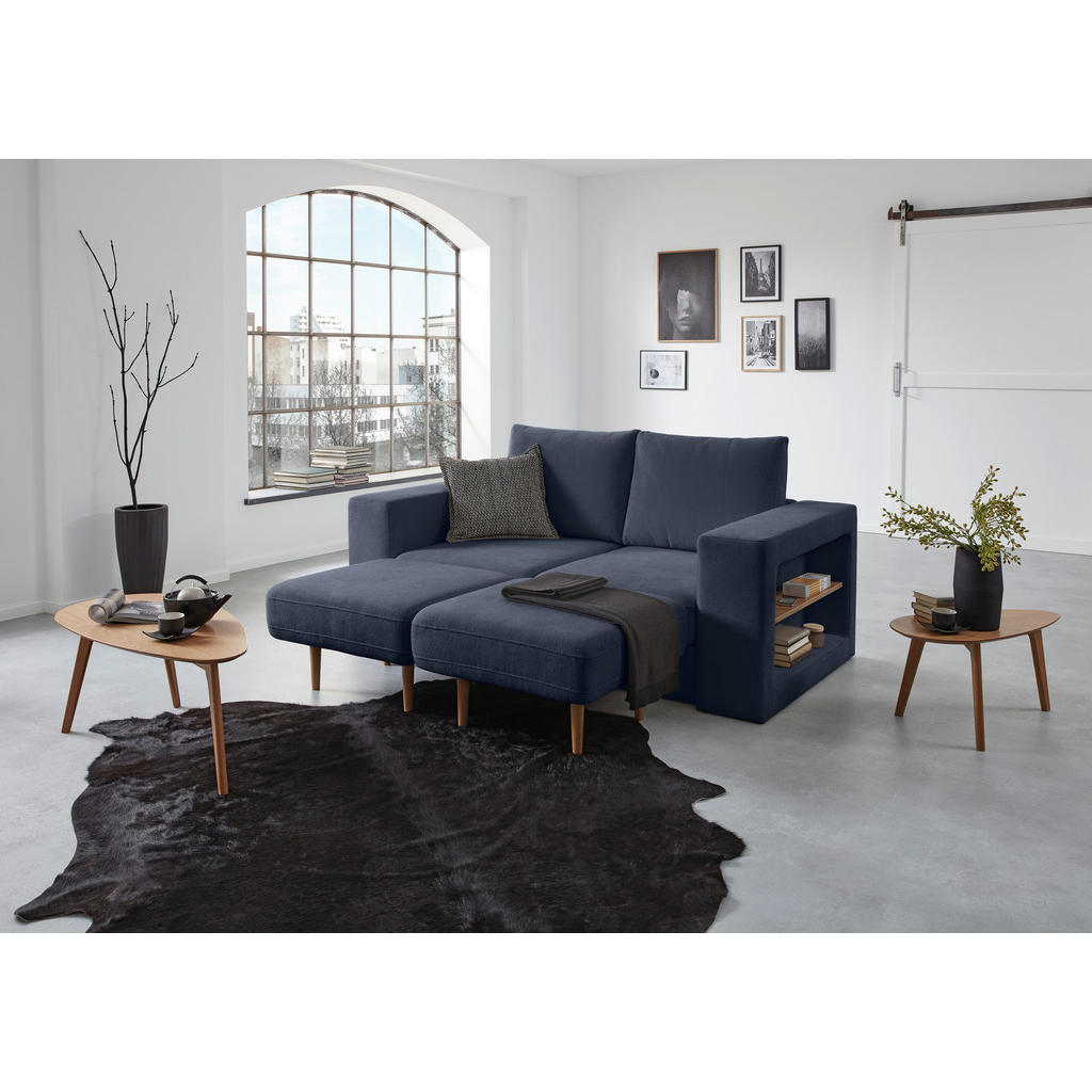 Thumbnail - Looks by W.Joop 3,5-Sitzer Looks V-2, Dunkelblau, Textil, Eiche, massiv, 2-Sitzer, 232x96x107 cm, Made in EU, Wohnzimmer...