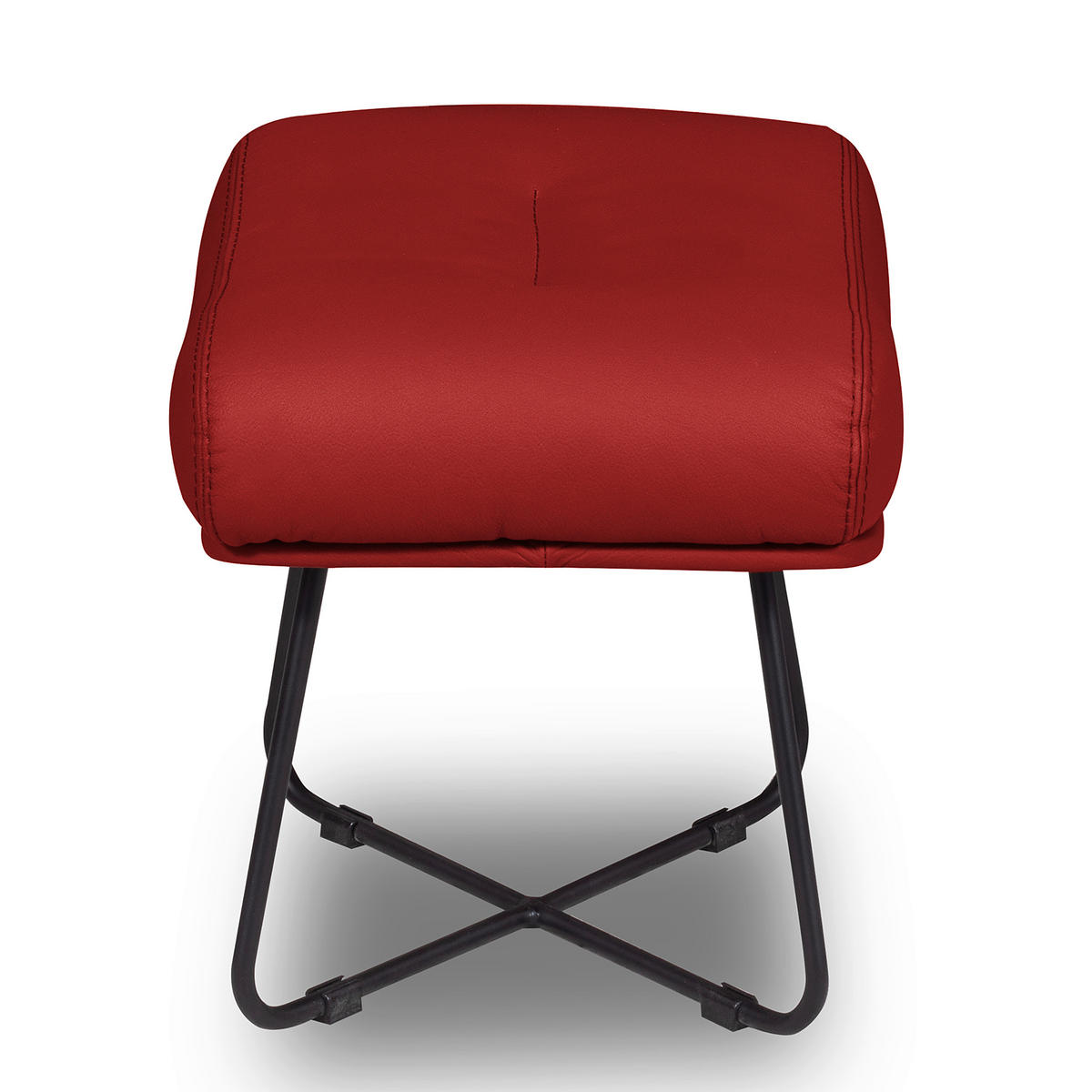 SESSELSET Echtleder Hocker    - Rot/Schwarz, Design, Leder/Metall (67/87/74cm) - Livetastic