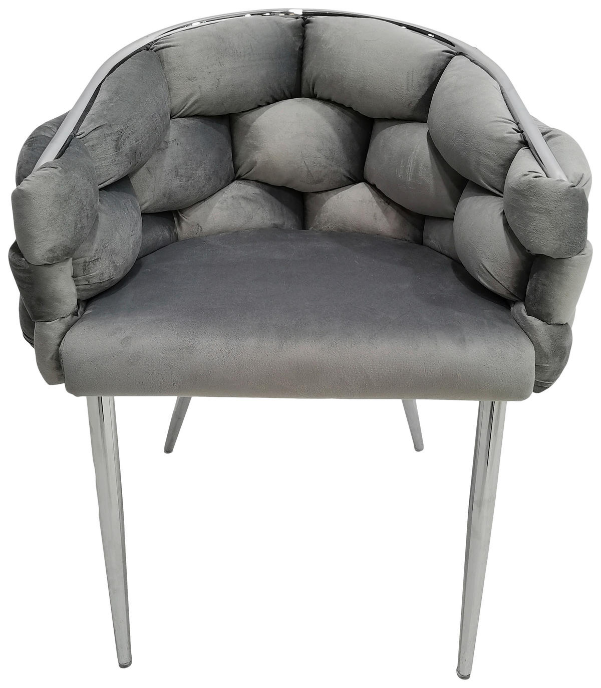 ARMLEHNSTUHL-SET 2 Stück  in Samt  - Silberfarben/Grau, MODERN, Textil/Metall (65/79/61cm) - Kayoom