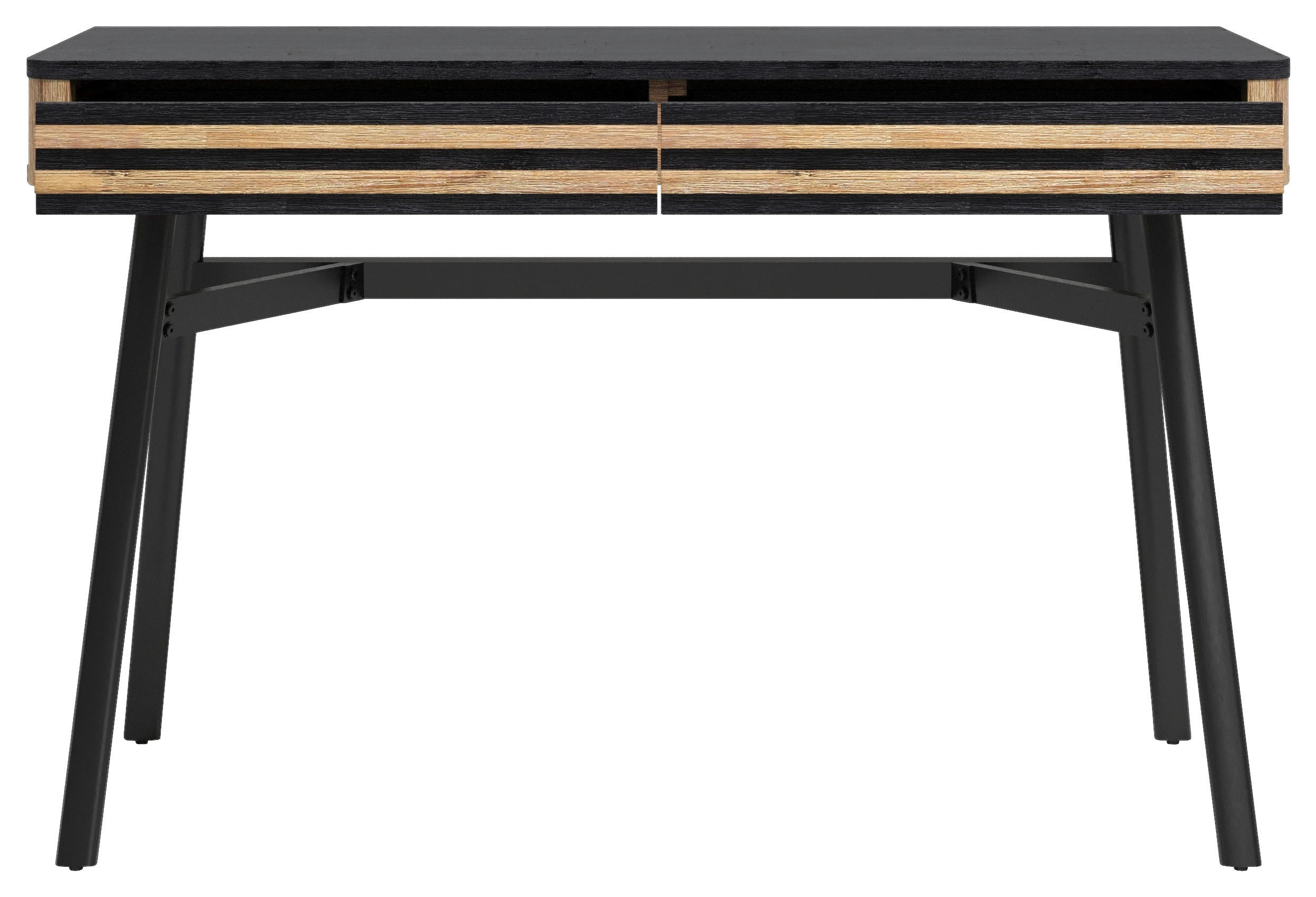 SCHREIBTISCH 120/55/76 cm  in Schwarz, Akaziefarben  - Schwarz/Akaziefarben, LIFESTYLE, Holz/Metall (120/55/76cm) - Landscape