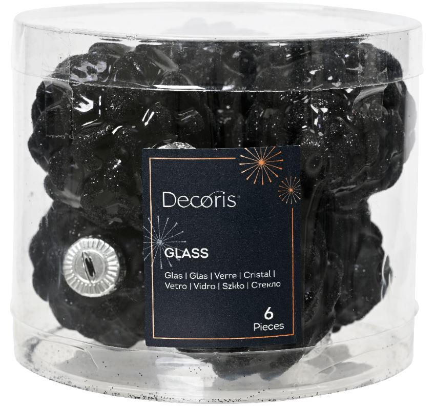 ORNAMENTE BRAD DE CRĂCIUN - negru, Konventionell, sticlă (5,00/5,00/7,00cm) - X-Mas