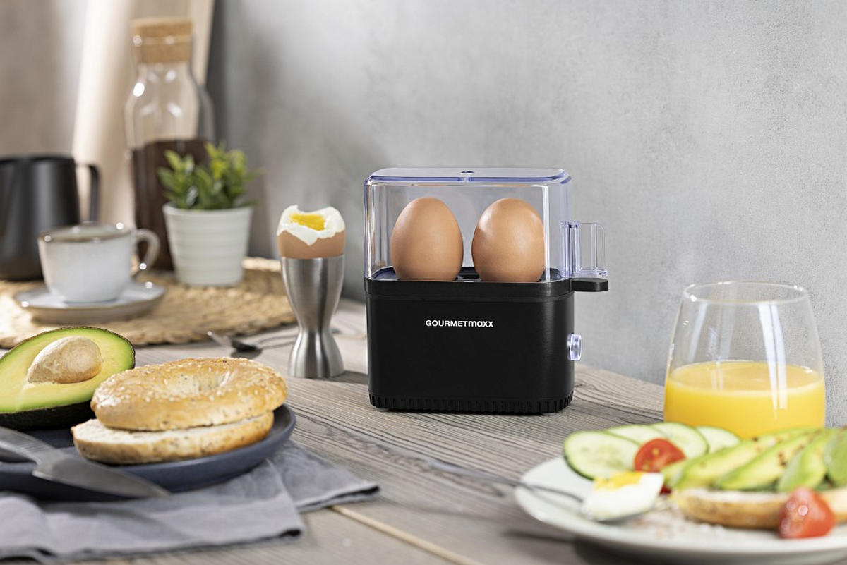EIERKOCHER GOURMETmaxx  - Schwarz, Basics, Kunststoff/Metall (18,50/14,50/6,5cm) - GOURMETMAXX