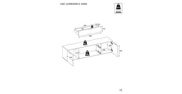 LOWBOARD in 180/55/40 cm - Kaschmir/Schwarz, Basics, Holzwerkstoff/Kunststoff (180/55/40cm) - Carryhome