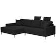ECKSOFA in Cord Schwarz  173/276 cm  - Schwarz, KONVENTIONELL, Textil/Metall (173/276cm) - Carryhome