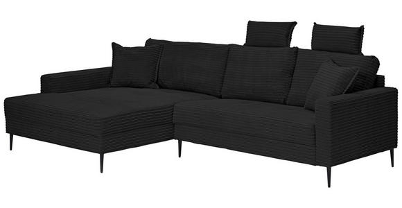 ECKSOFA in Cord Schwarz  173/276 cm  - Schwarz, KONVENTIONELL, Textil/Metall (173/276cm) - Carryhome