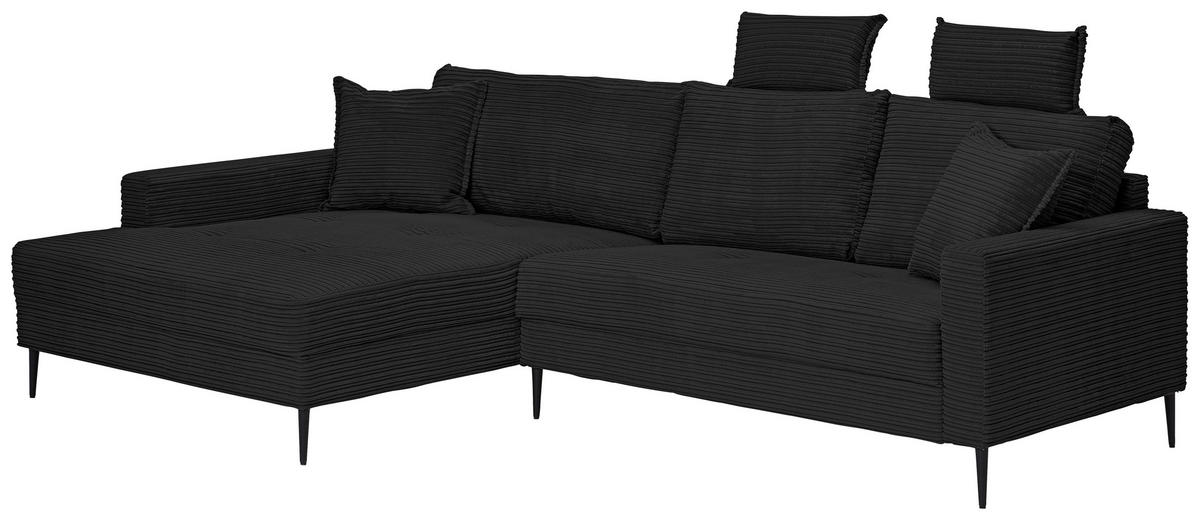 ECKSOFA in Cord Schwarz  173/276 cm  - Schwarz, KONVENTIONELL, Textil/Metall (173/276cm) - Carryhome