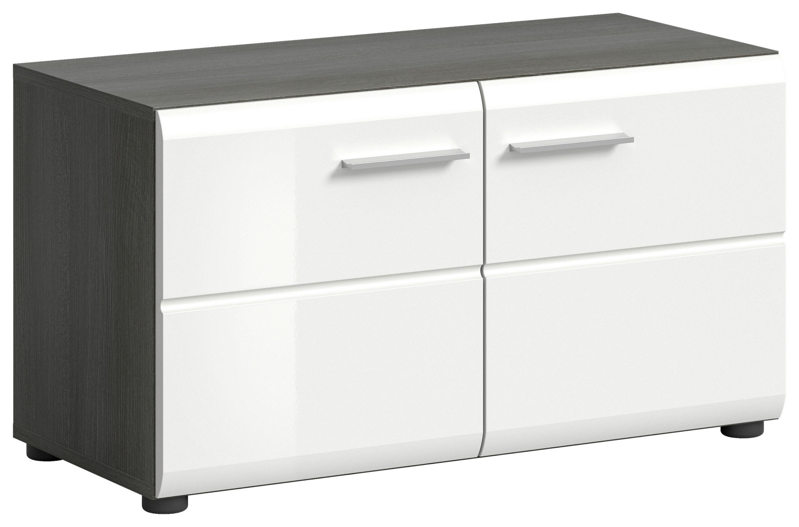 GARDEROBENBANK - Weiß Hochglanz/Silberfarben, Design, Kunststoff (80/44/37cm) - MID.YOU