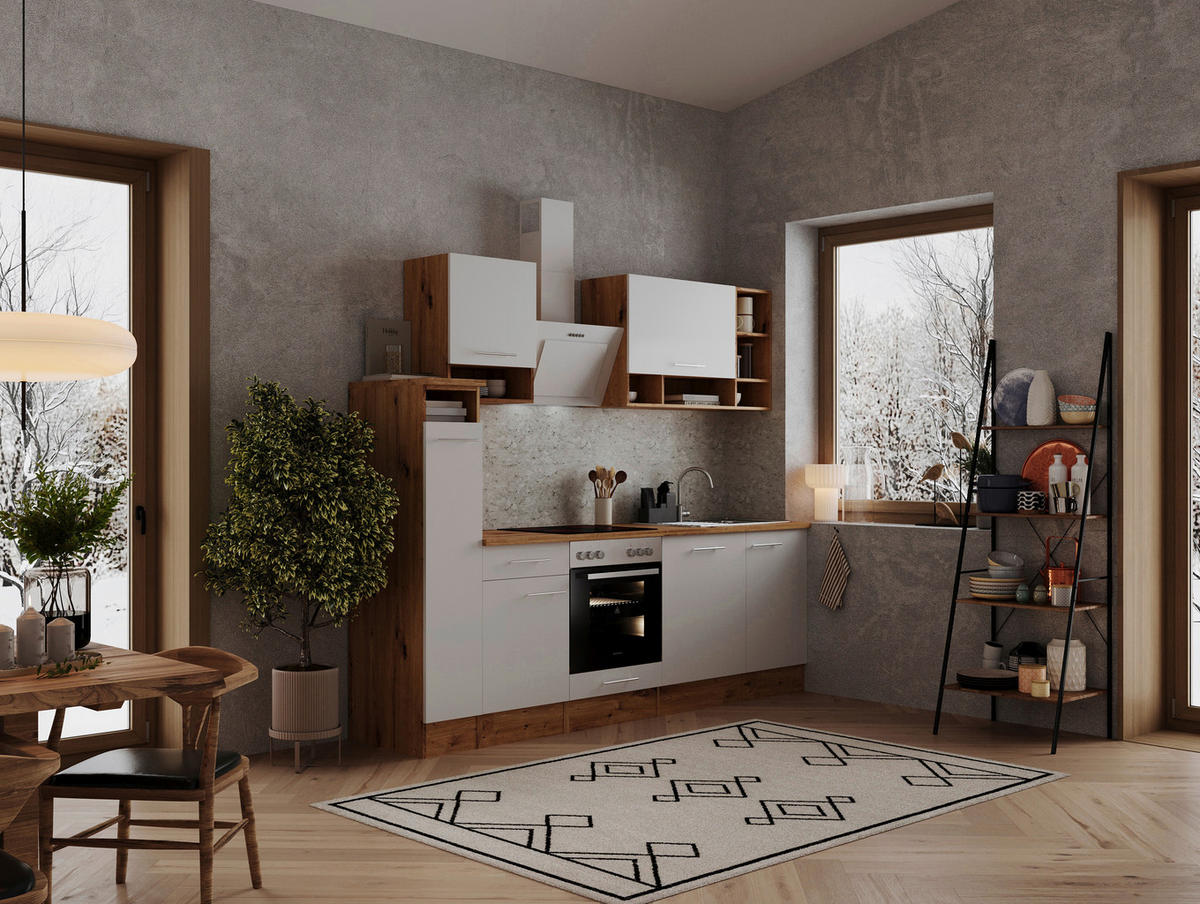 KÜCHENBLOCK 250 cm   in Eichefarben  - Weiss/Eichefarben, Basics, Holzwerkstoff (250cm) - Respekta