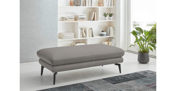 2,5-SITZER in Leder Silberfarben - Silberfarben/Schwarz, Design, Leder/Metall (196/86/104cm) - Dieter Knoll