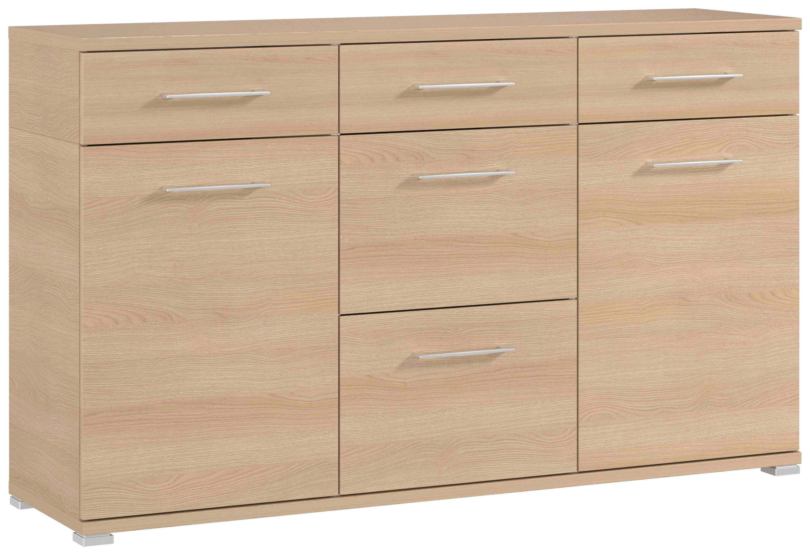 SIDEBOARD  in 144/87/40 cm  - Eichefarben/Silberfarben, KONVENTIONELL, Holzwerkstoff/Kunststoff (144/87/40cm)