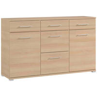 SIDEBOARD  in 144/87/40 cm  - Eichefarben/Silberfarben, KONVENTIONELL, Holzwerkstoff/Kunststoff (144/87/40cm)