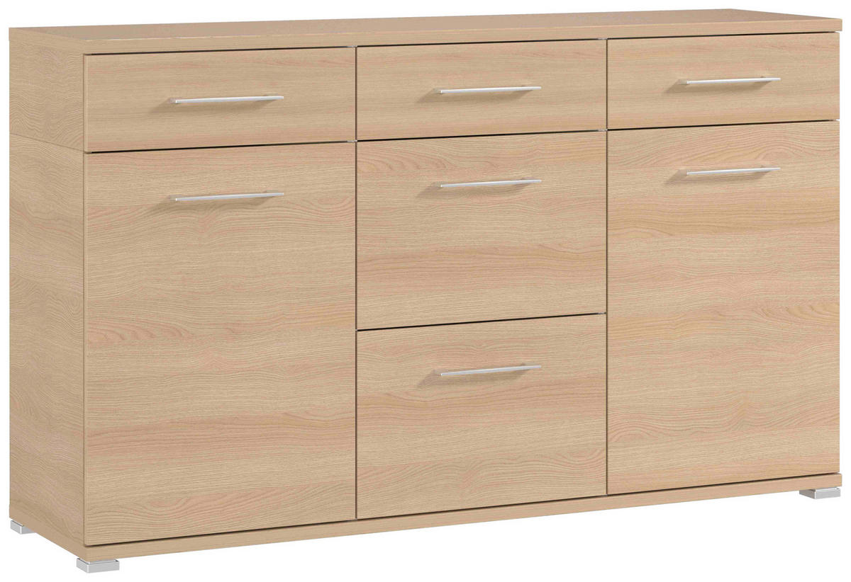 SIDEBOARD  in 144/87/40 cm  - Eichefarben/Silberfarben, KONVENTIONELL, Holzwerkstoff/Kunststoff (144/87/40cm)