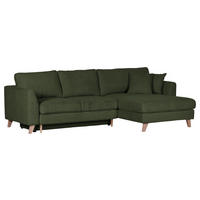 ECKSOFA in Cord Grün  - Buchefarben/Grün, Design, Holz/Textil (271/165cm) - MID.YOU