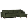 ECKSOFA Grün Cord  - Buchefarben/Grün, Design, Holz/Textil (271/165cm) - Carryhome