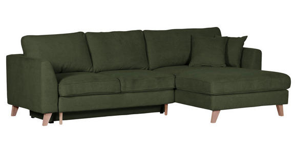 ECKSOFA Grün Cord  - Buchefarben/Grün, Design, Holz/Textil (271/165cm) - Carryhome