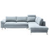 ECKSOFA in Velours Hellblau  - Chromfarben/Hellblau, Design, Textil/Metall (281/200cm) - Pure Home Lifestyle