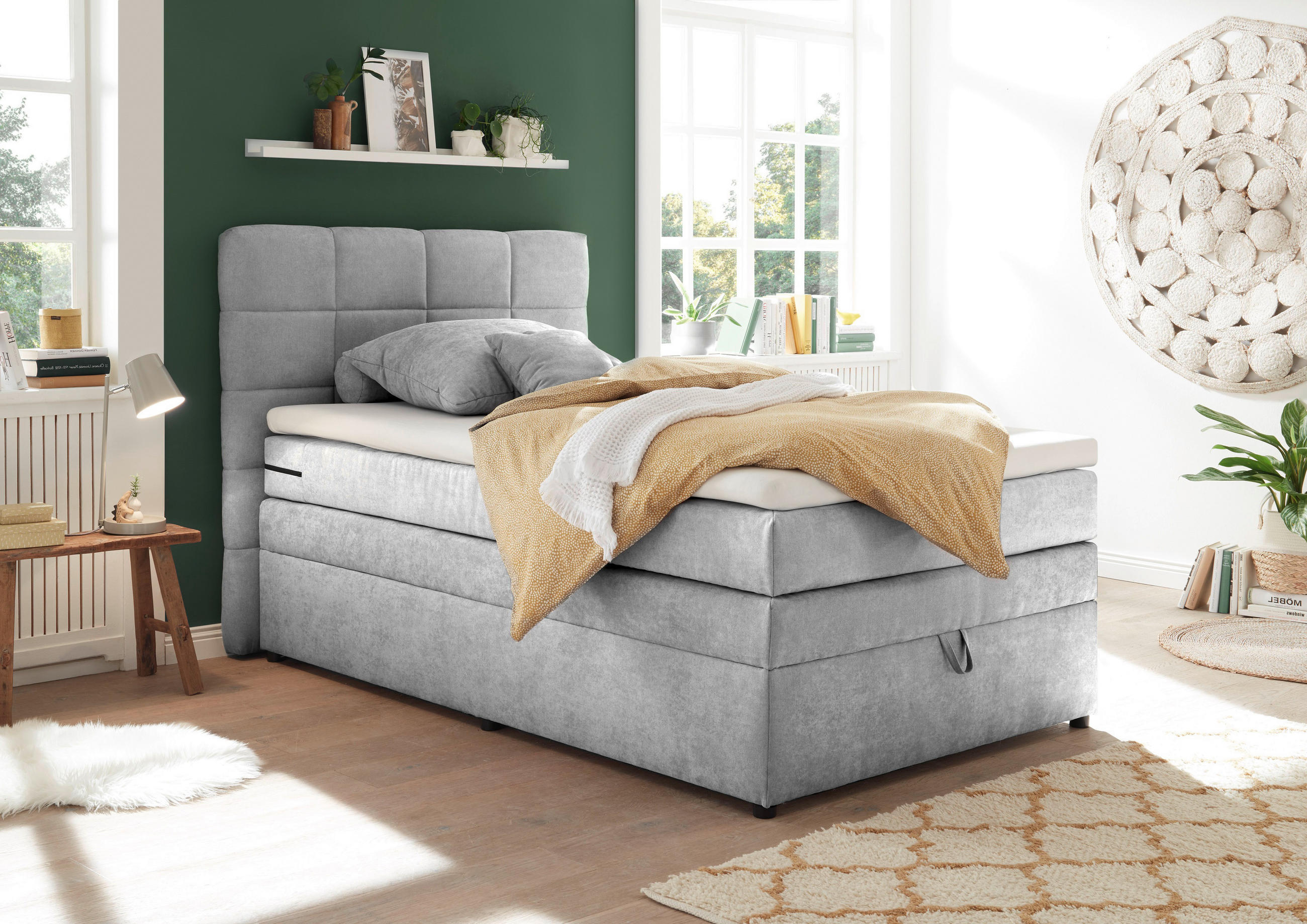 BOXSPRINGBETT 120/200 cm  in Silberfarben  - Silberfarben, KONVENTIONELL, Kunststoff (120/200cm) - MID.YOU