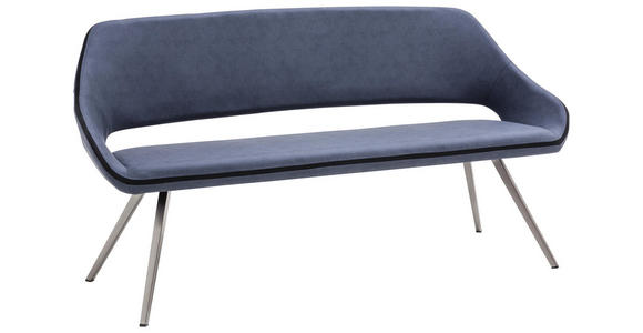 SITZBANK 175/88/66 cm in Anthrazit, Blau, Grau, Edelstahlfarben - Blau/Edelstahlfarben, Design, Textil/Metall (175/88/66cm) - Voleo