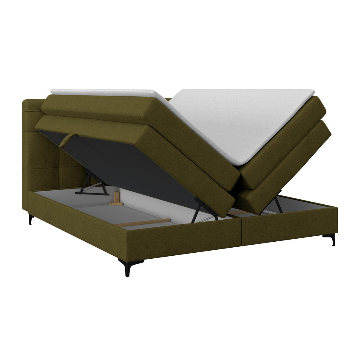 BOXSPRINGBETT 180/200 cm,  in Grün, H3 = fest  - Schwarz/Grün, KONVENTIONELL, Kunststoff/Textil (180/200cm)