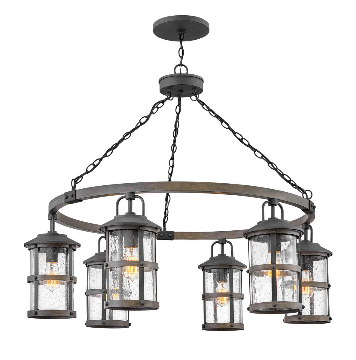 KRONLEUCHTER 94.9/92.7 cm    - Zinkfarben/Grau, Konventionell, Glas/Metall (94.9/92.7cm) - Elstead Lighting