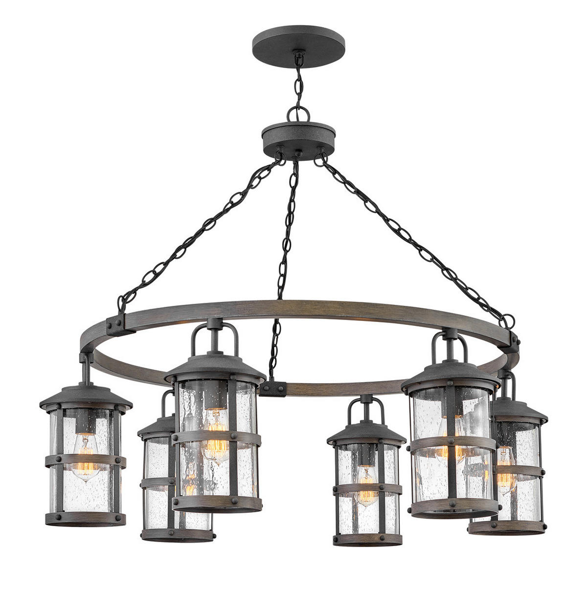 KRONLEUCHTER 94.9/92.7 cm    - Zinkfarben/Grau, Konventionell, Glas/Metall (94.9/92.7cm) - Elstead Lighting